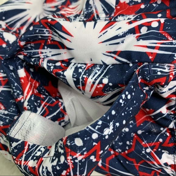 NWOT Jake Austin Fireworks Swim Trunks Red White Blue Men’s Sz S - Picture 4 of 7